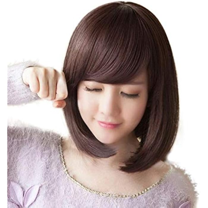 DILLARDS Fashion Trend Short Straight Hair Wig Oblique Bangs For Women Brownyuturoaa60318 - Image 1